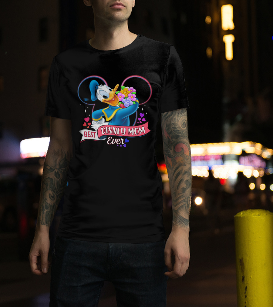 Best Disney Mom Ever Donald Duck With Flowers T-Shirt
