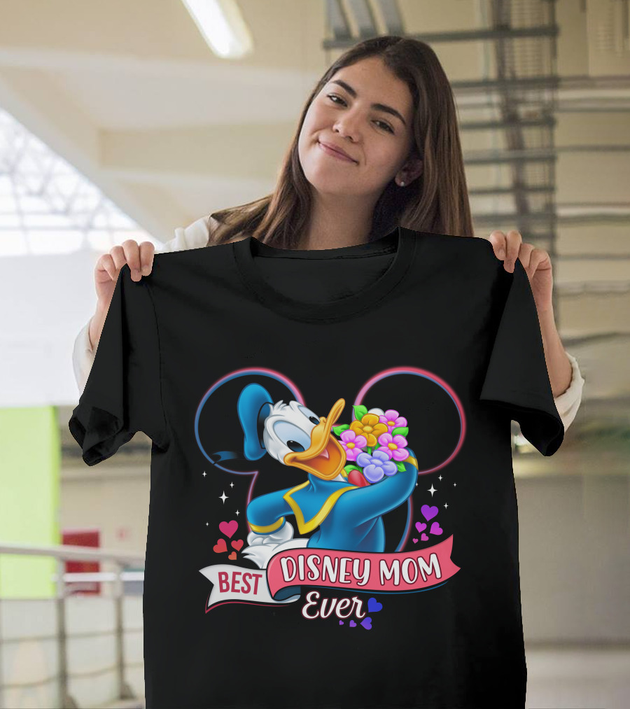 Best Disney Mom Ever Donald Duck With Flowers T-Shirt