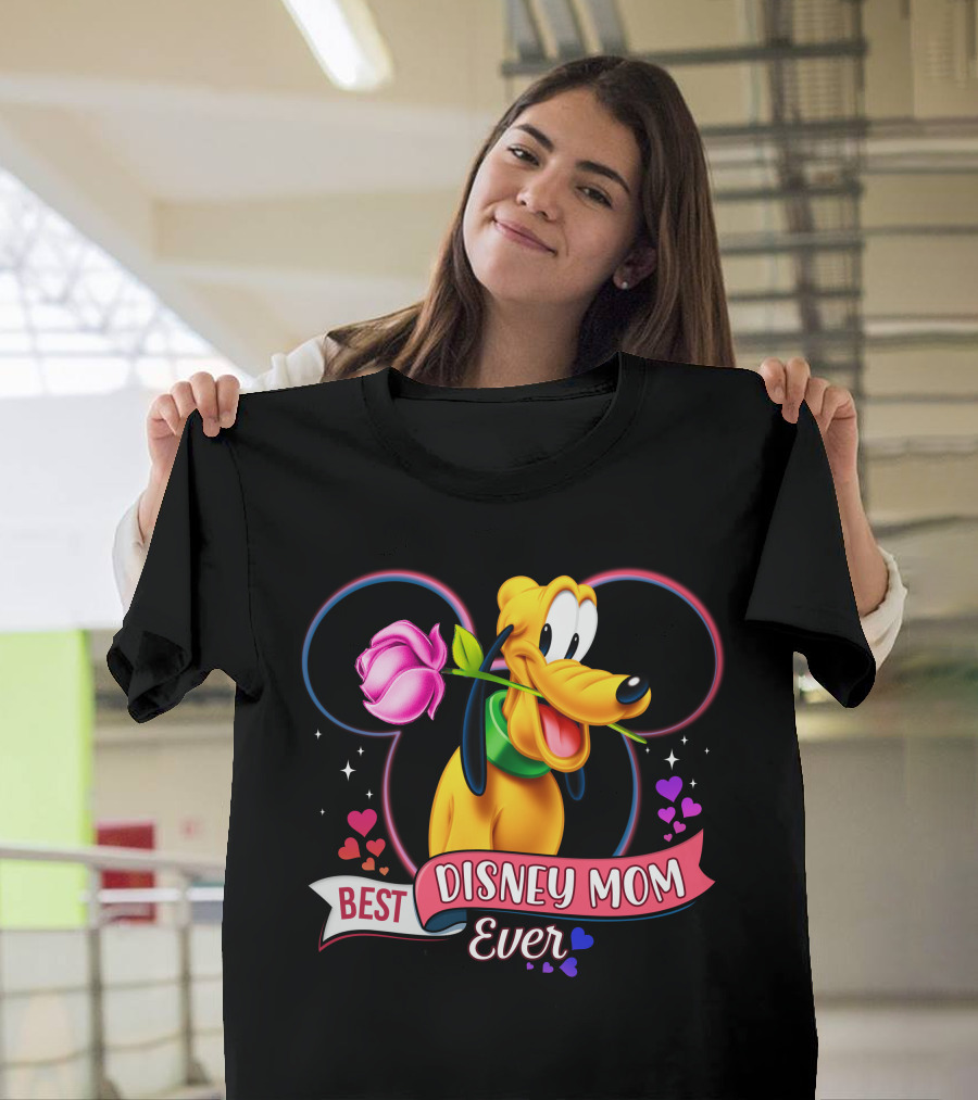 Best Disney Mom Ever Pluto Heart Rose T-Shirt