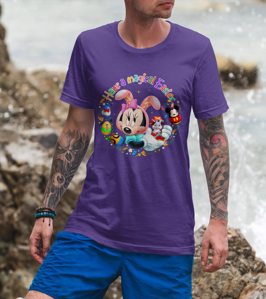 Minnie Mouse Have A Magical Easter With Easter Eggs And Flowers T-Shirt
