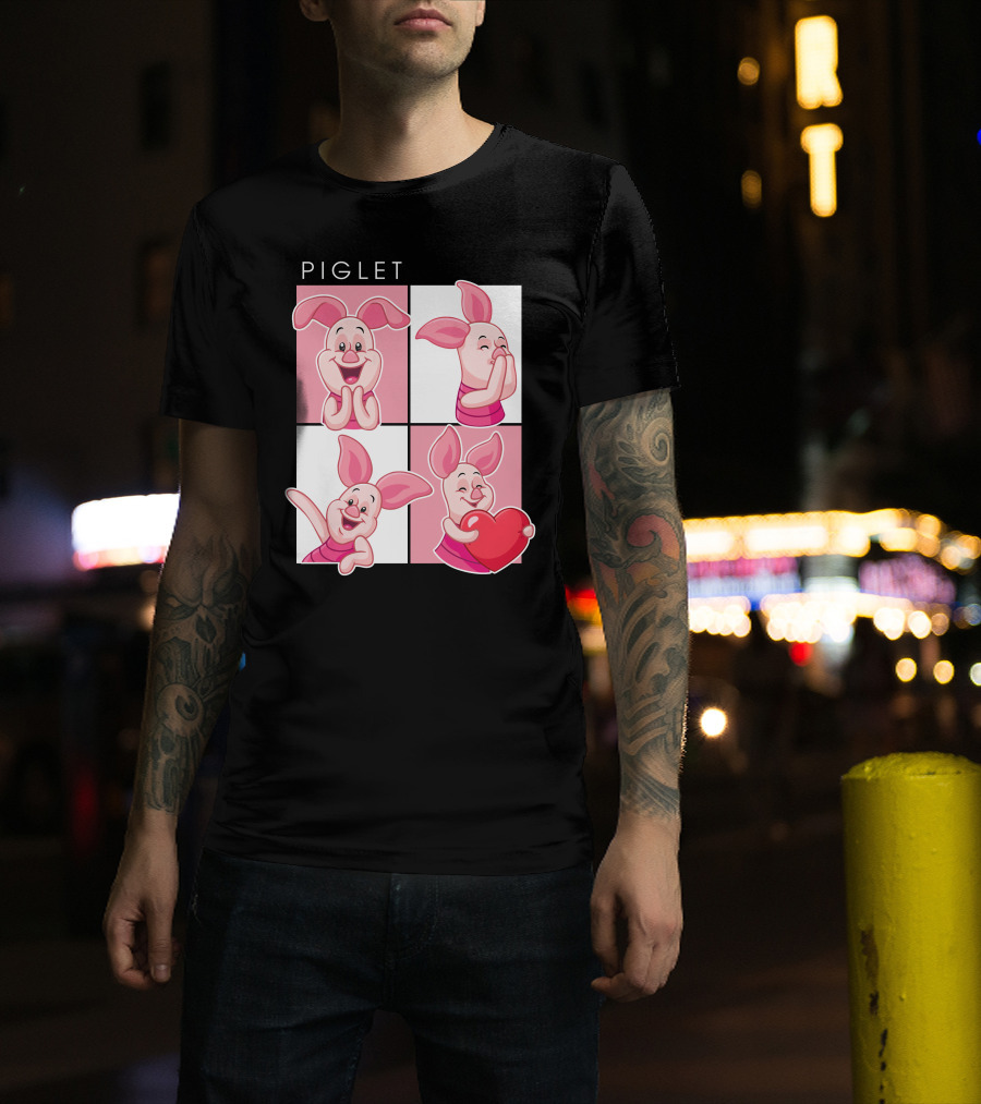 Piglet Cute Expressions With Heart T-Shirt