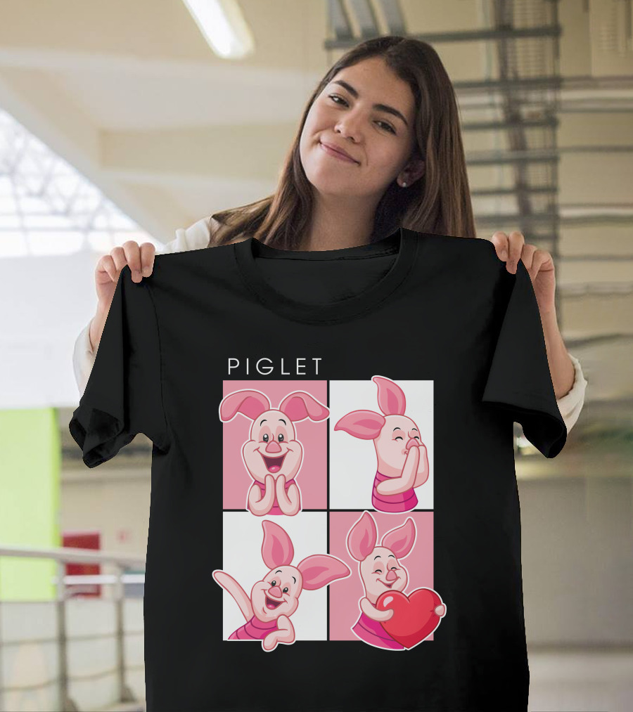 Piglet Cute Expressions With Heart T-Shirt