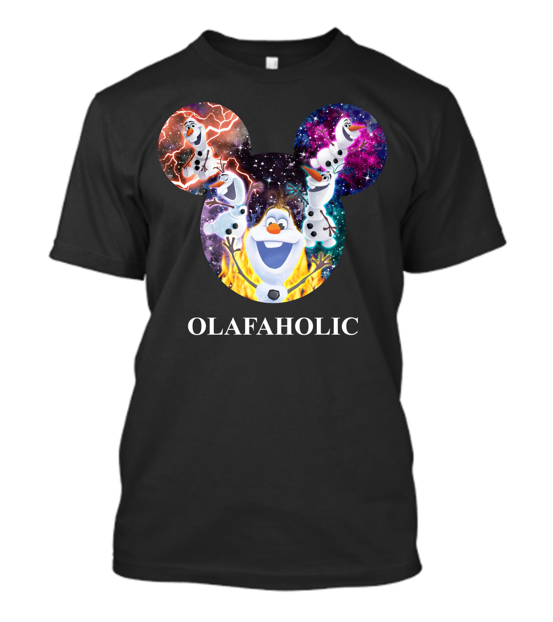 Olaf Olafholic Disney Frozen Olaf Galaxy Flame Mickey Ears T-Shirt
