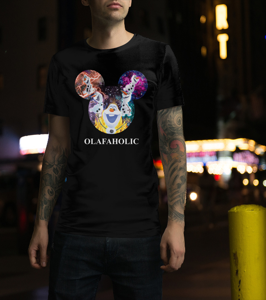 Olaf Olafholic Disney Frozen Olaf Galaxy Flame Mickey Ears T-Shirt