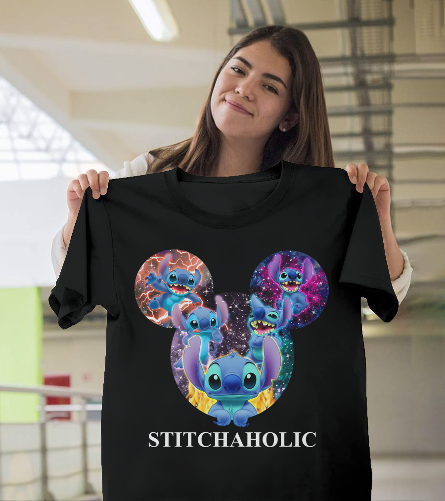 Stitchaholic Disney Stitch Mickey Mouse Head Galaxy T-Shirt