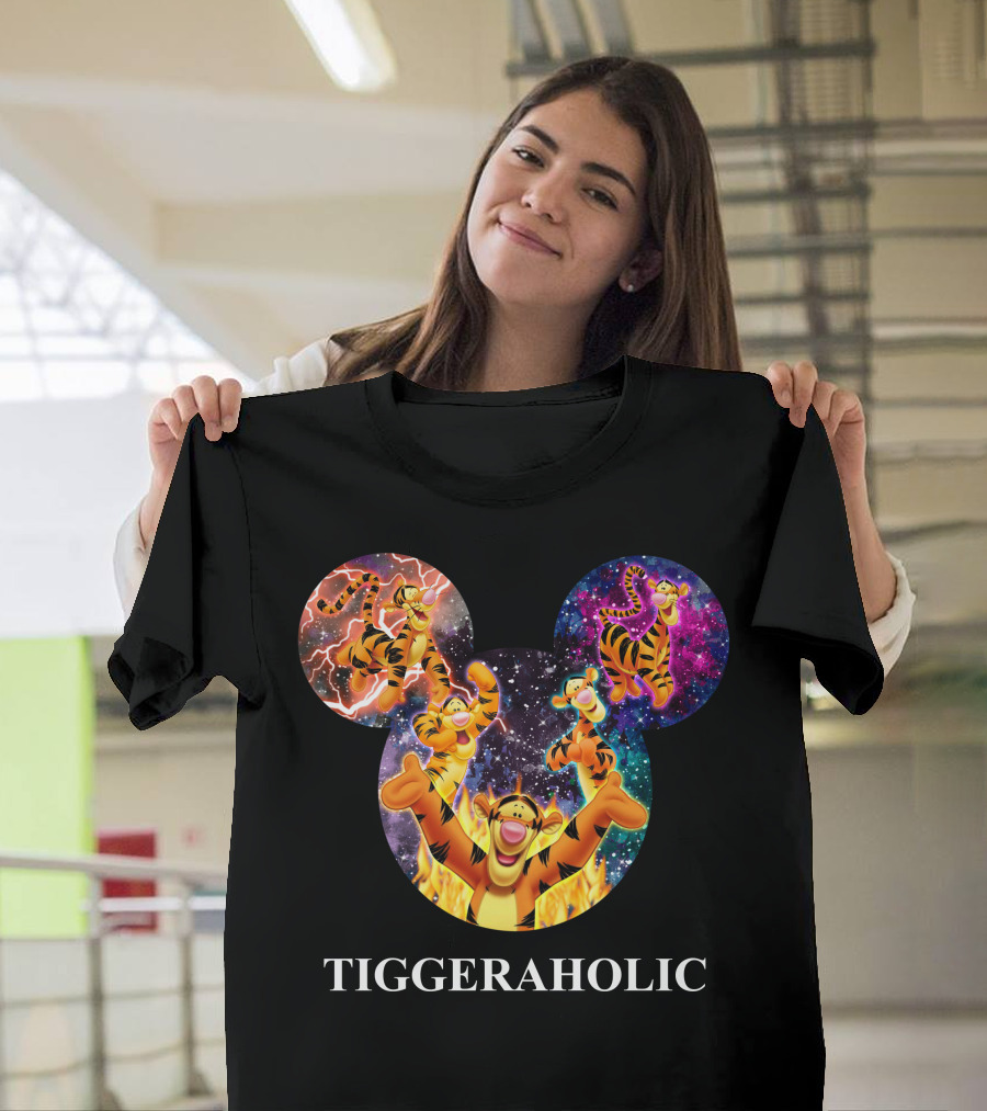 Tiggeraholic Tigger In Disney Mickey Mouse Head Galaxy T-Shirt