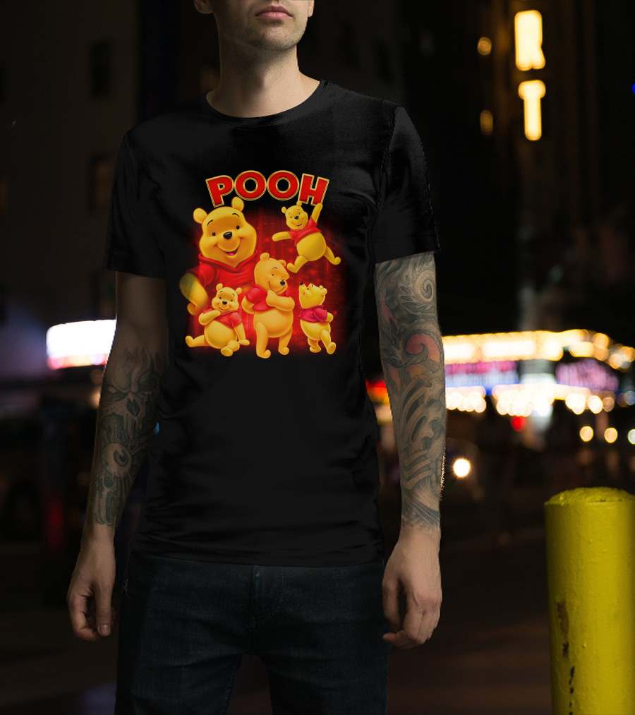 Pooh Winnie The Pooh Multiple Poses Red T-Shirt