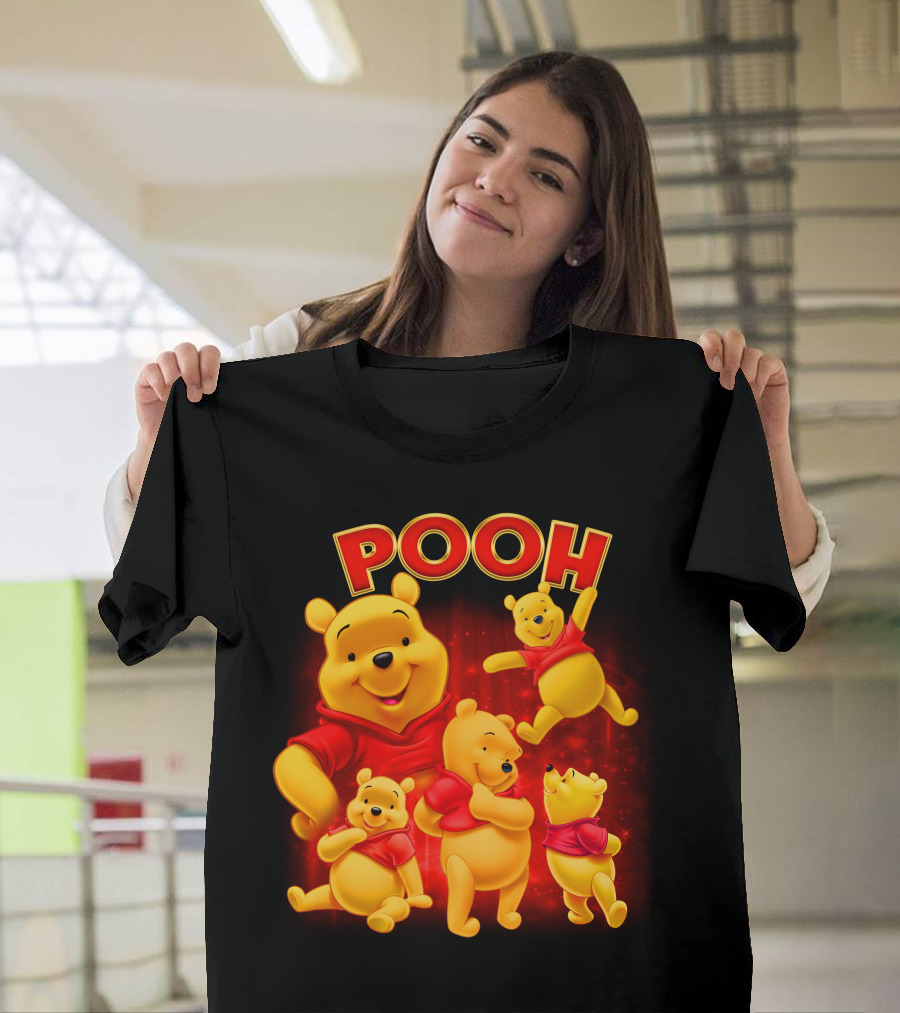 Pooh Winnie The Pooh Multiple Poses Red T-Shirt