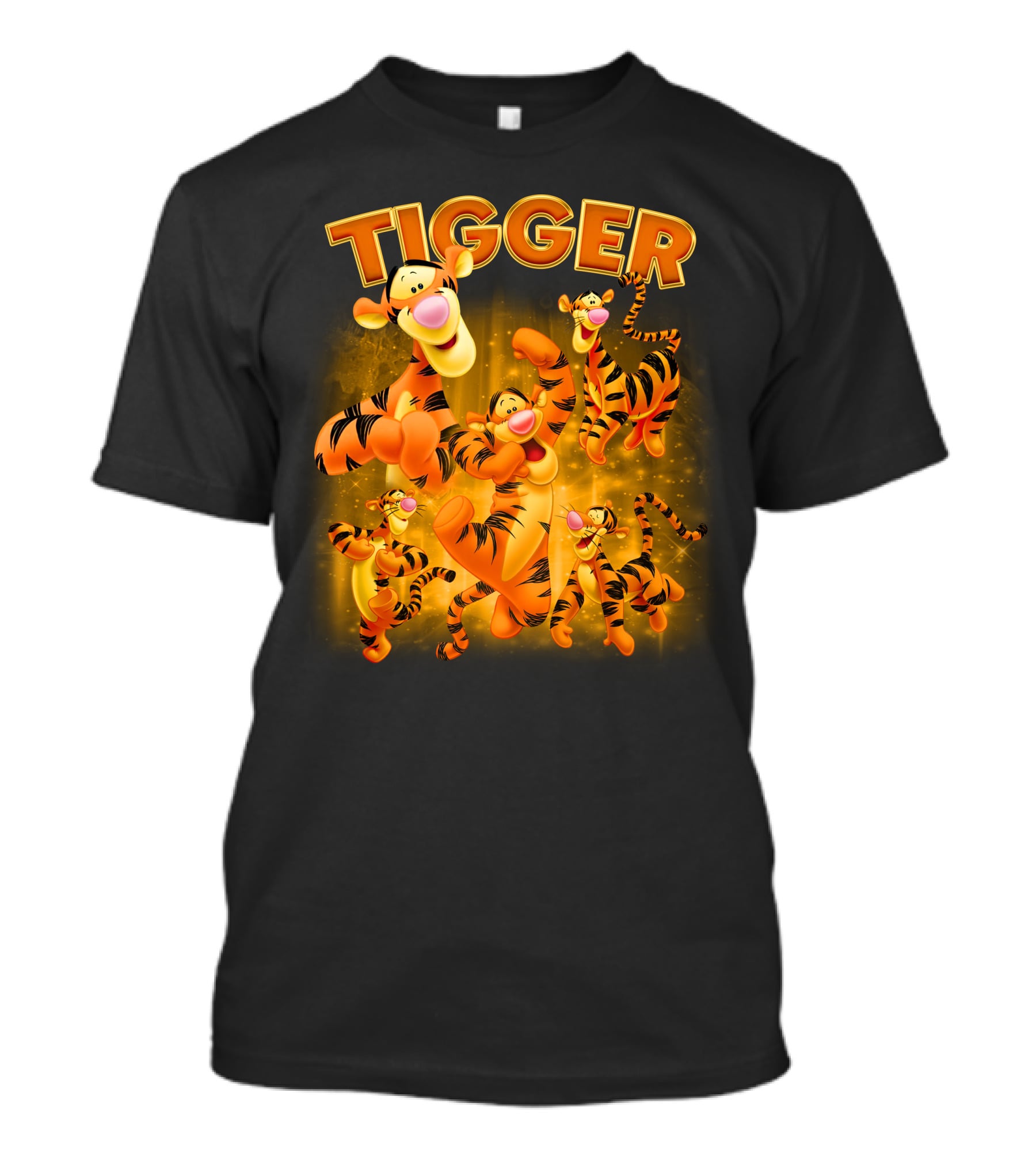Tigger Character Collage In Vibrant Orange And Yellow T-Shirt