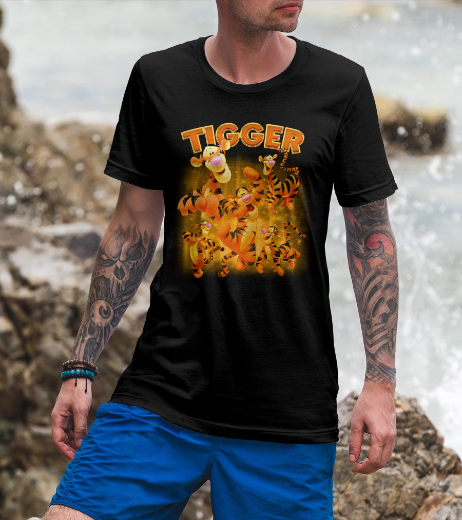 Tigger Character Collage In Vibrant Orange And Yellow T-Shirt
