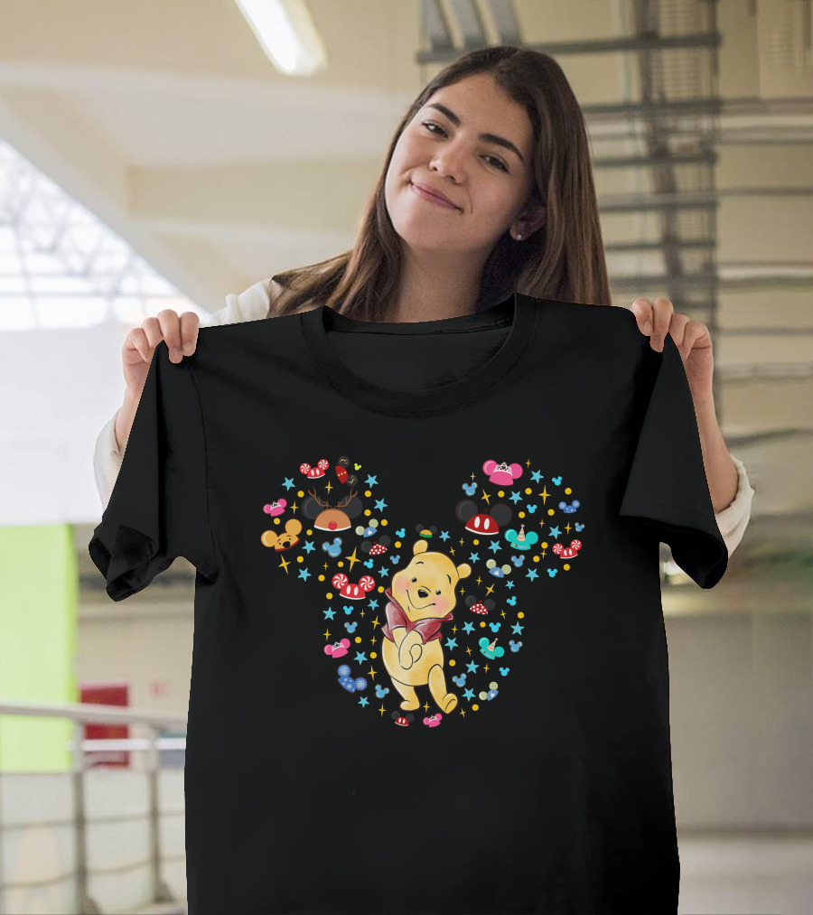 Winnie The Pooh Mickey Ears With Mouse Ears And Candy Elements T-Shirt