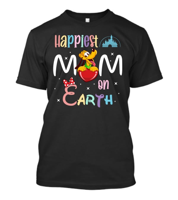 Happiest Mom On Earth Pluto Disney Castle Minnie Bow T-Shirt