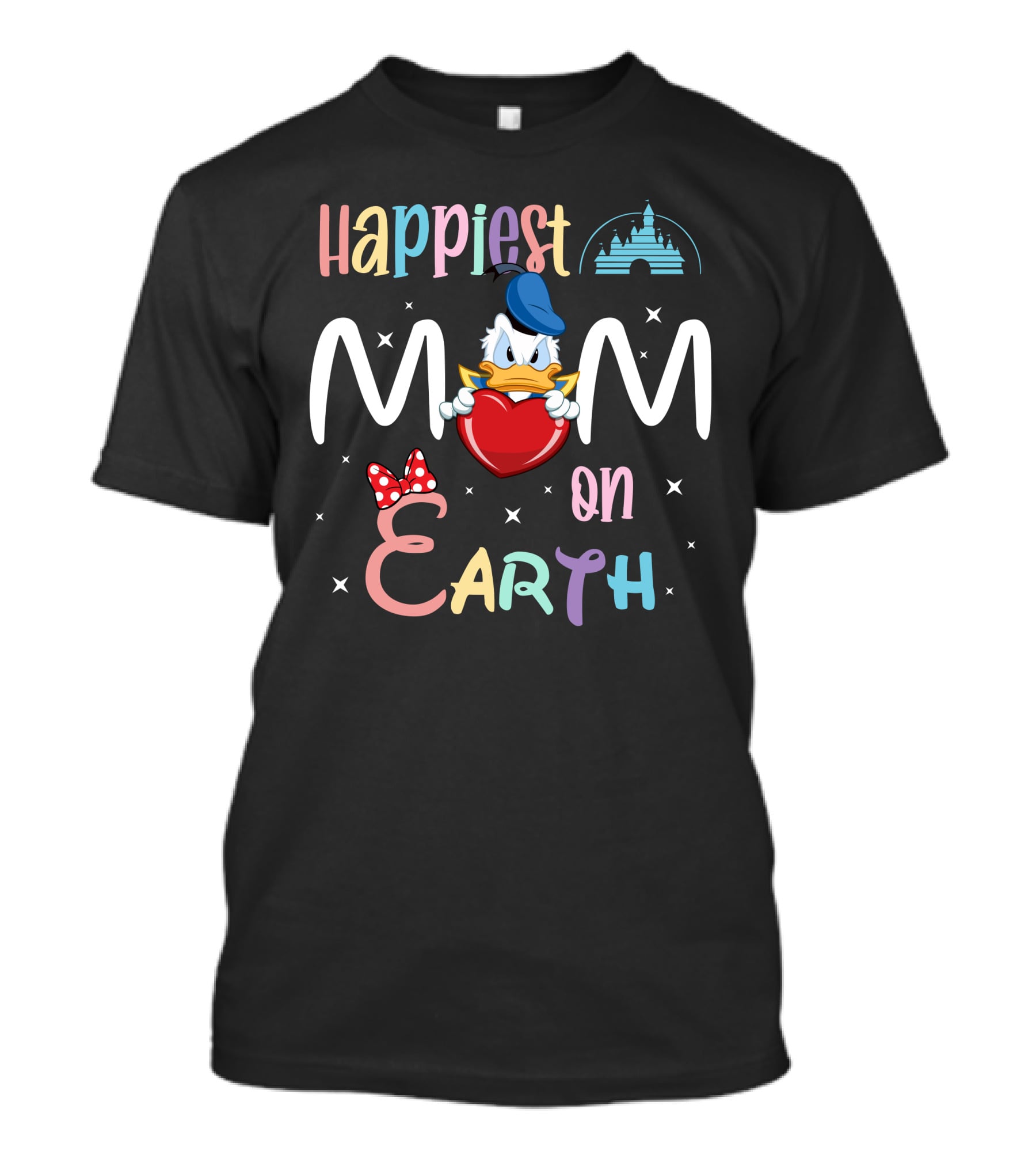 Happiest Mom On Earth Donald Duck Heart Castle T-Shirt
