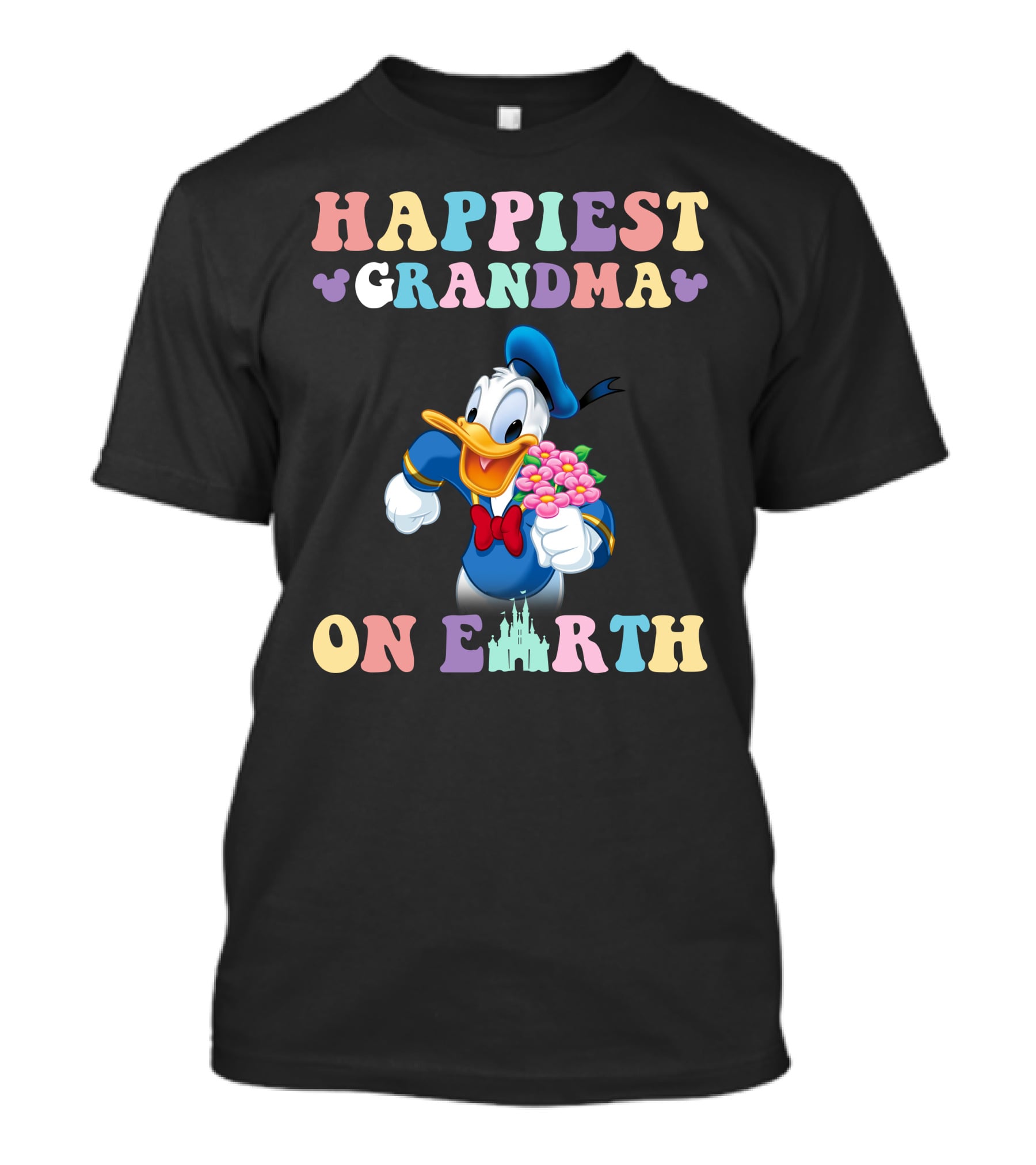 Happiest Grandma On Earth With Donald Duck And Castle T-Shirt