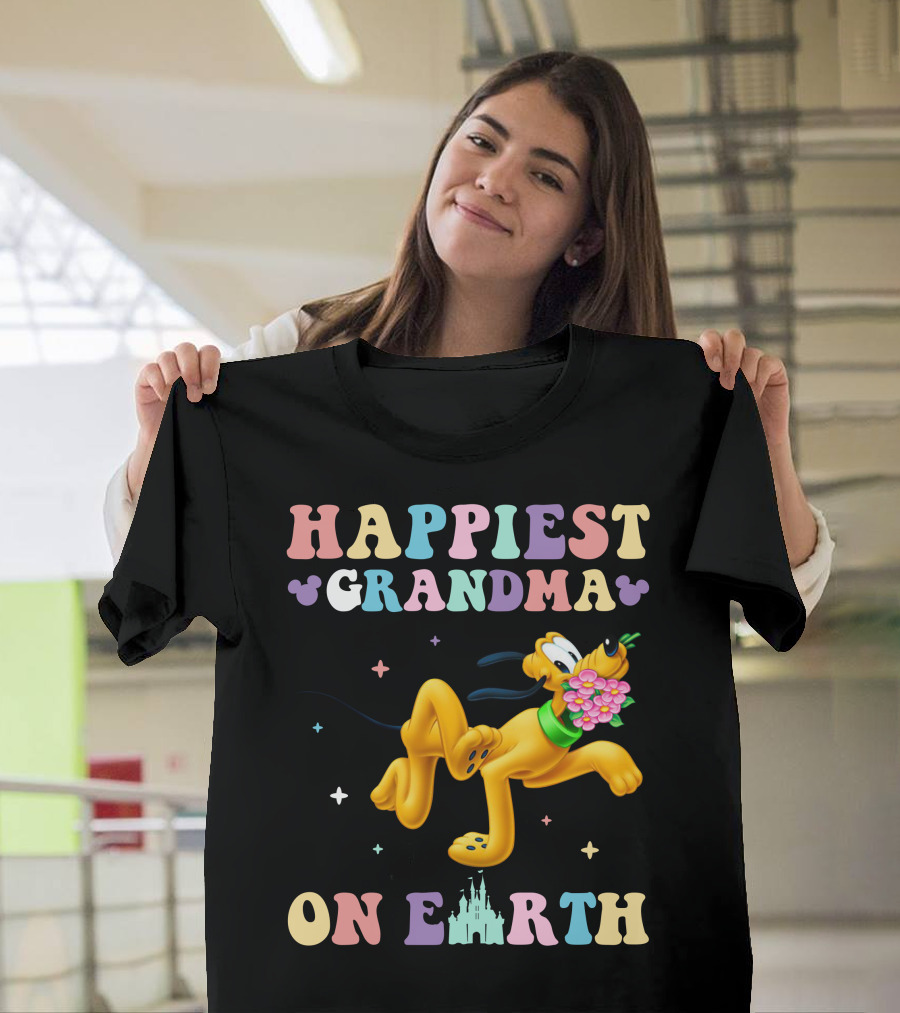 Happiest Grandma On Earth Pluto Disney Castle T-Shirt