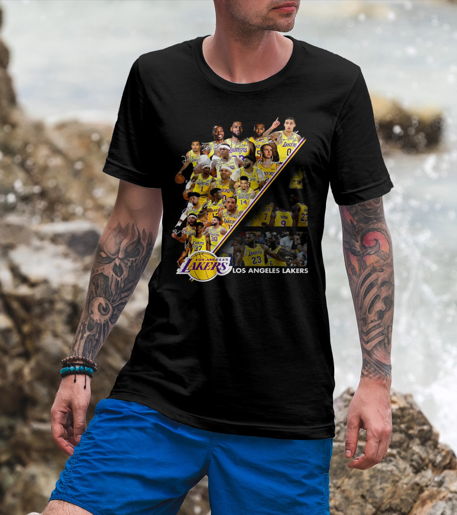 Los Angeles Lakers Team Collage With Players And Jersey Numbers T-Shirt