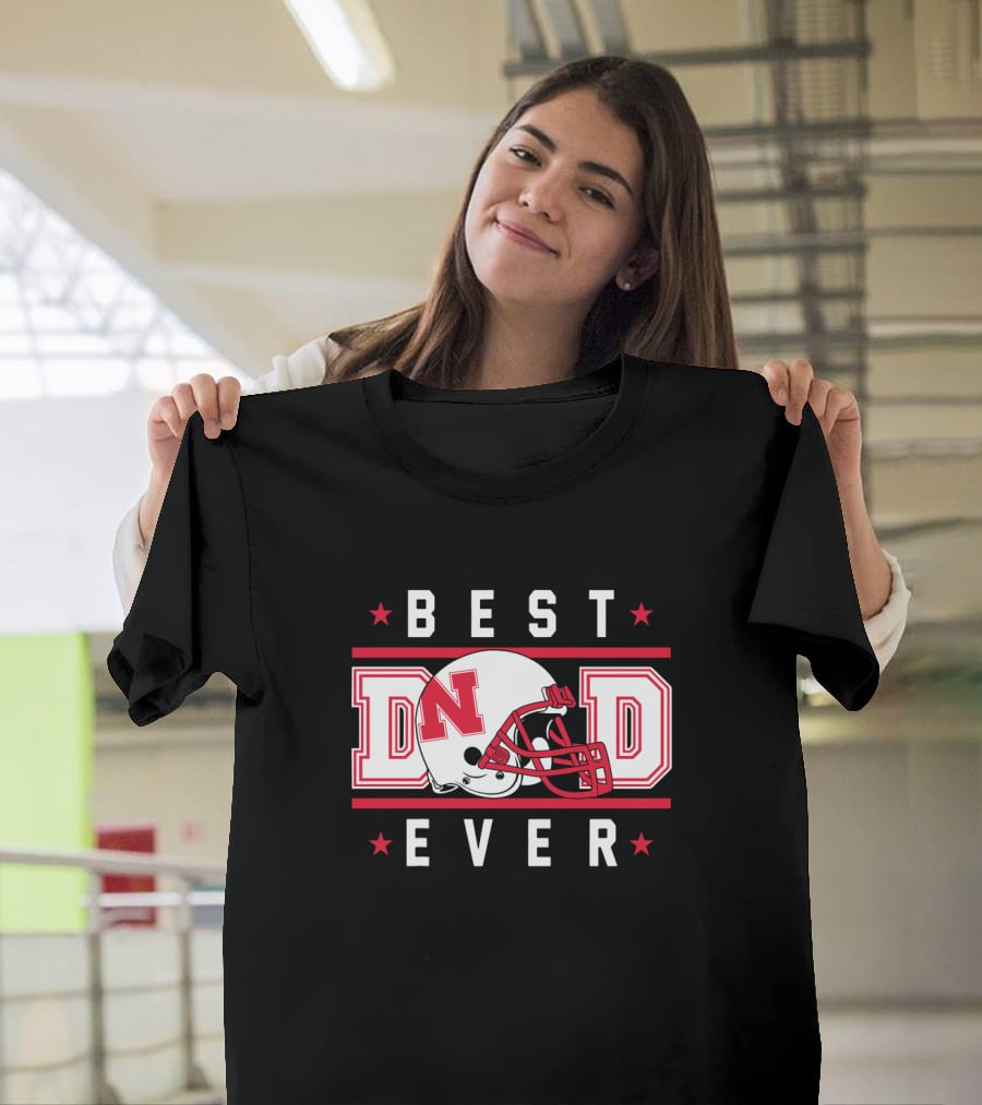 BEST DAD EVER Nebraska Cornhuskers Football Helmet T-Shirt