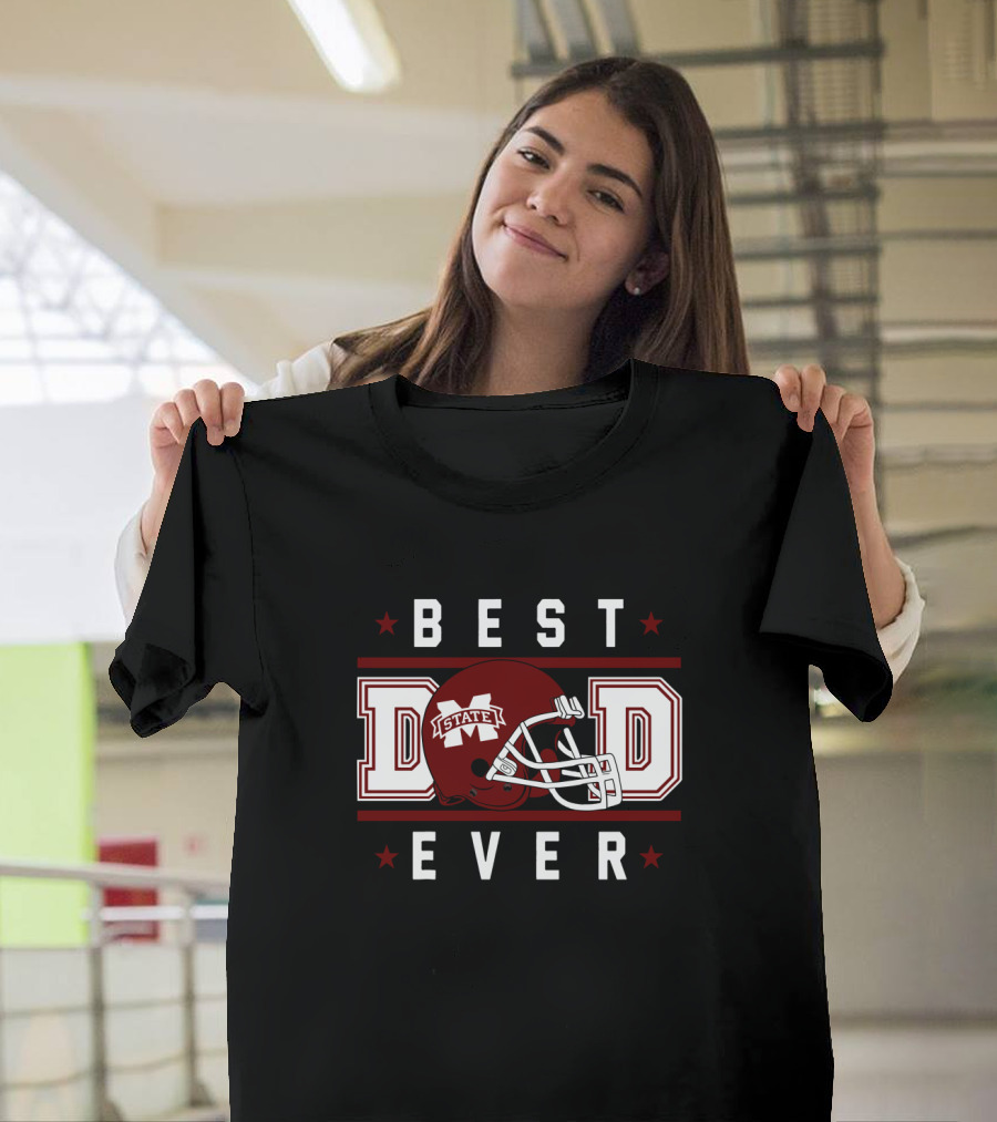 Best Dad Ever Mississippi State Bulldogs Helmet T-Shirt