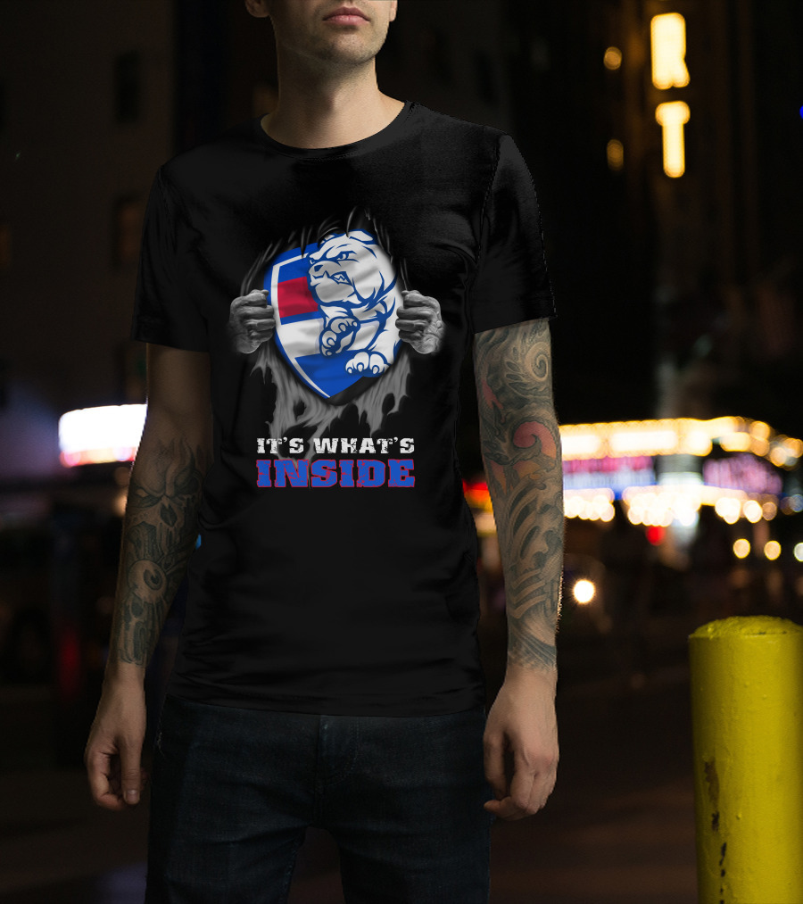 It's What's Inside Western Bulldogs Graphic With Bulldog Shield And Clawed Hands T-Shirt