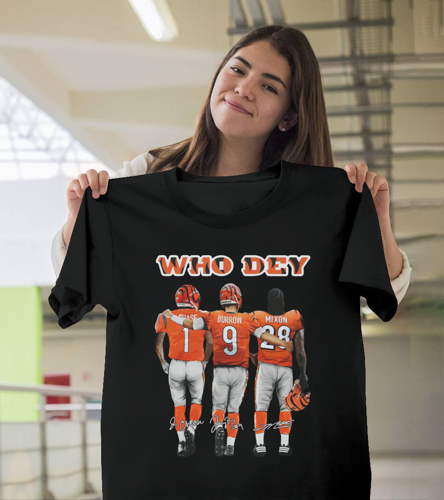 WHO DEY Chase Burrow Mixon Bengals Football Team T-Shirt