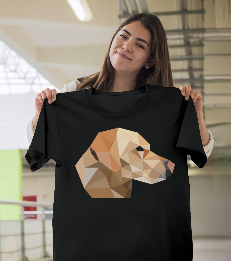 Geometric Low-Poly Dog Profile T-Shirt