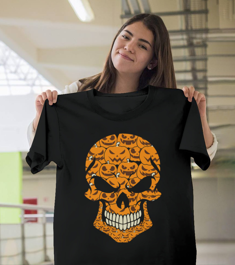 Pumpkin Skull Halloween Faces T-Shirt
