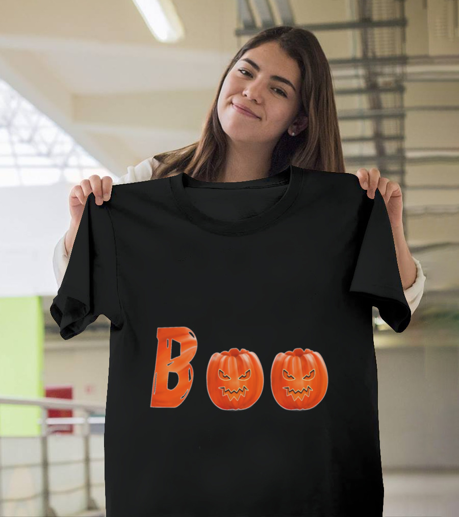 BOO Pumpkin Halloween Funny Face T-Shirt