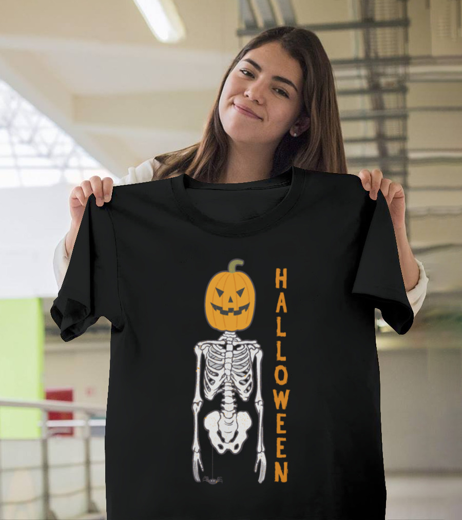 Halloween Pumpkin Skeleton T-Shirt