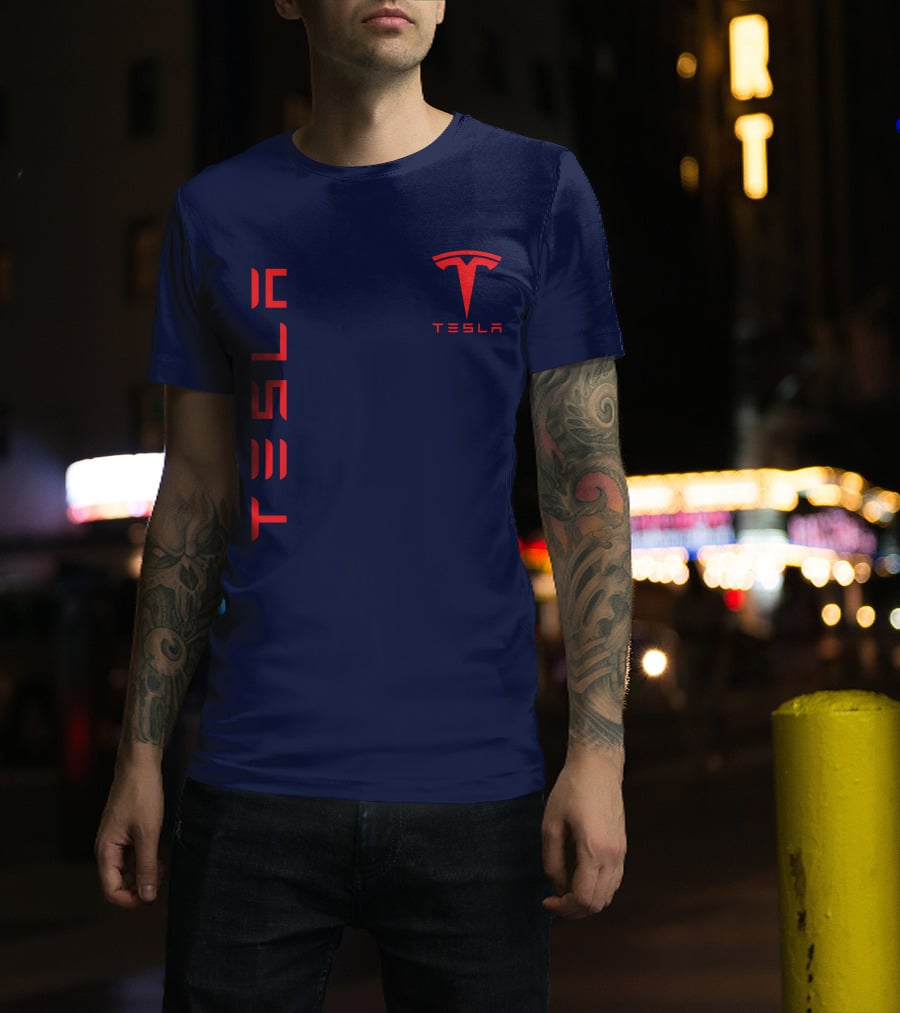 Tesla Logo And Stylized Lettering T-Shirt