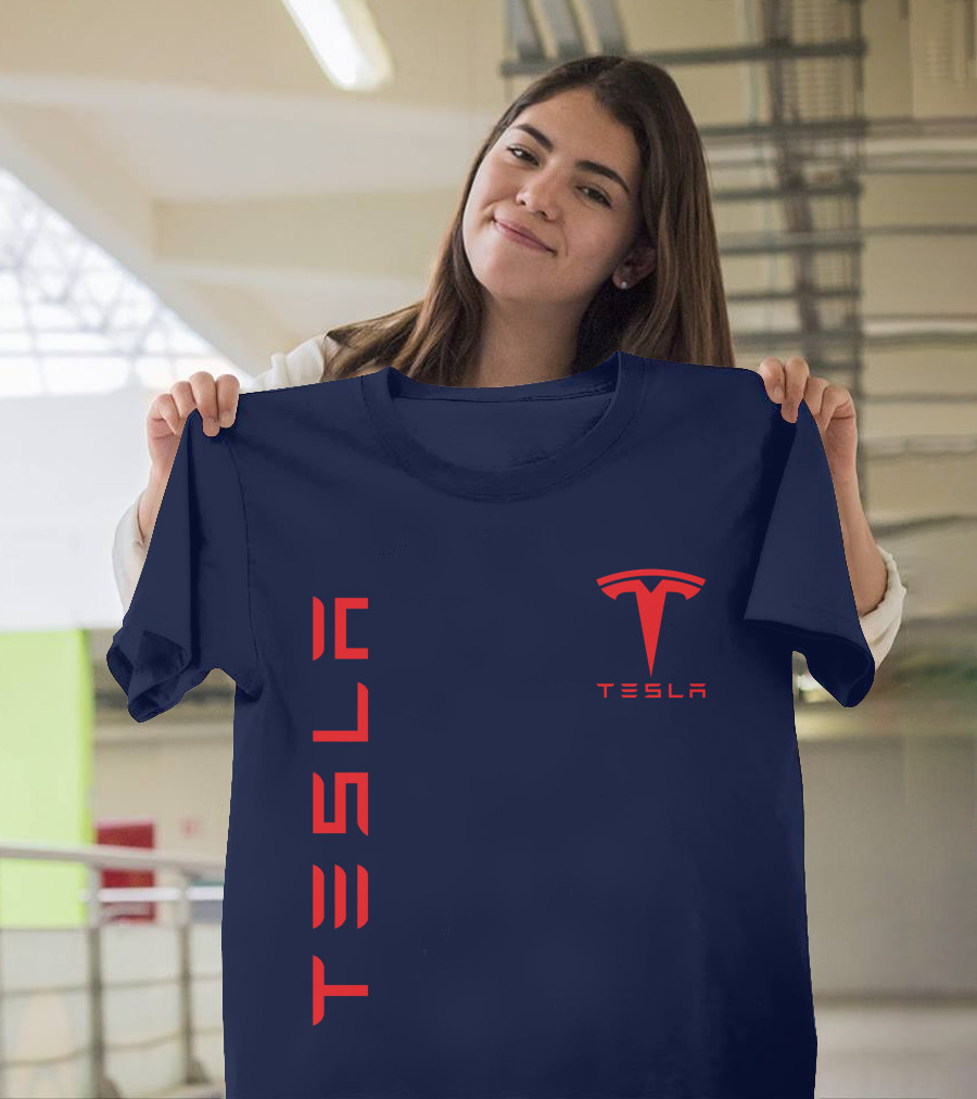 Tesla Logo And Stylized Lettering T-Shirt