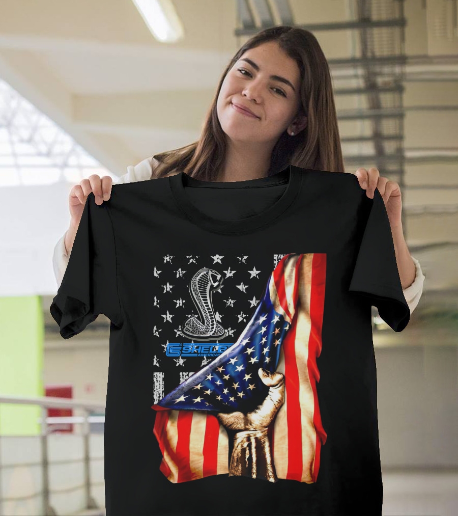 SHELBY AMERICA FLAG COBRA STAR SYMBOL FIST GRIP T-Shirt