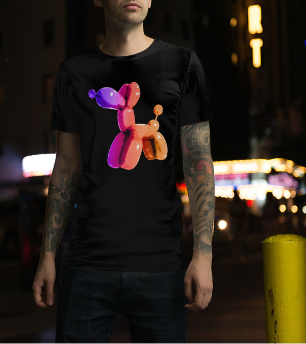 Jeff Koons Inspired Vibrant Metallic Warm Balloon Dog T-Shirt