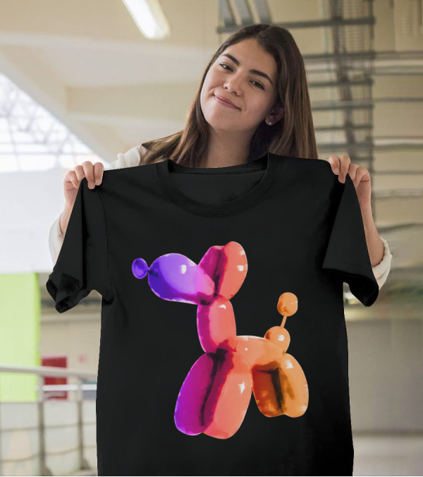 Jeff Koons Inspired Vibrant Metallic Warm Balloon Dog T-Shirt