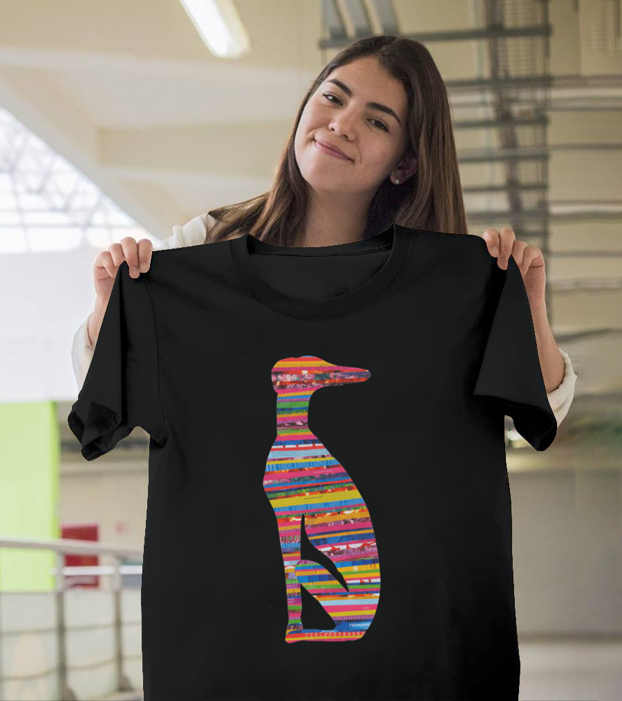 Colorful Striped Whippet Silhouette Dog That Loves You No Matter What T-Shirt
