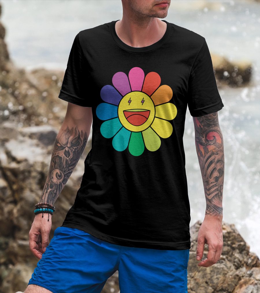 J Balvin Colores Rainbow Flower Smiley Face T-Shirt