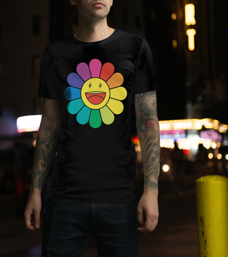 J Balvin Colores Rainbow Flower Smiley Face T-Shirt