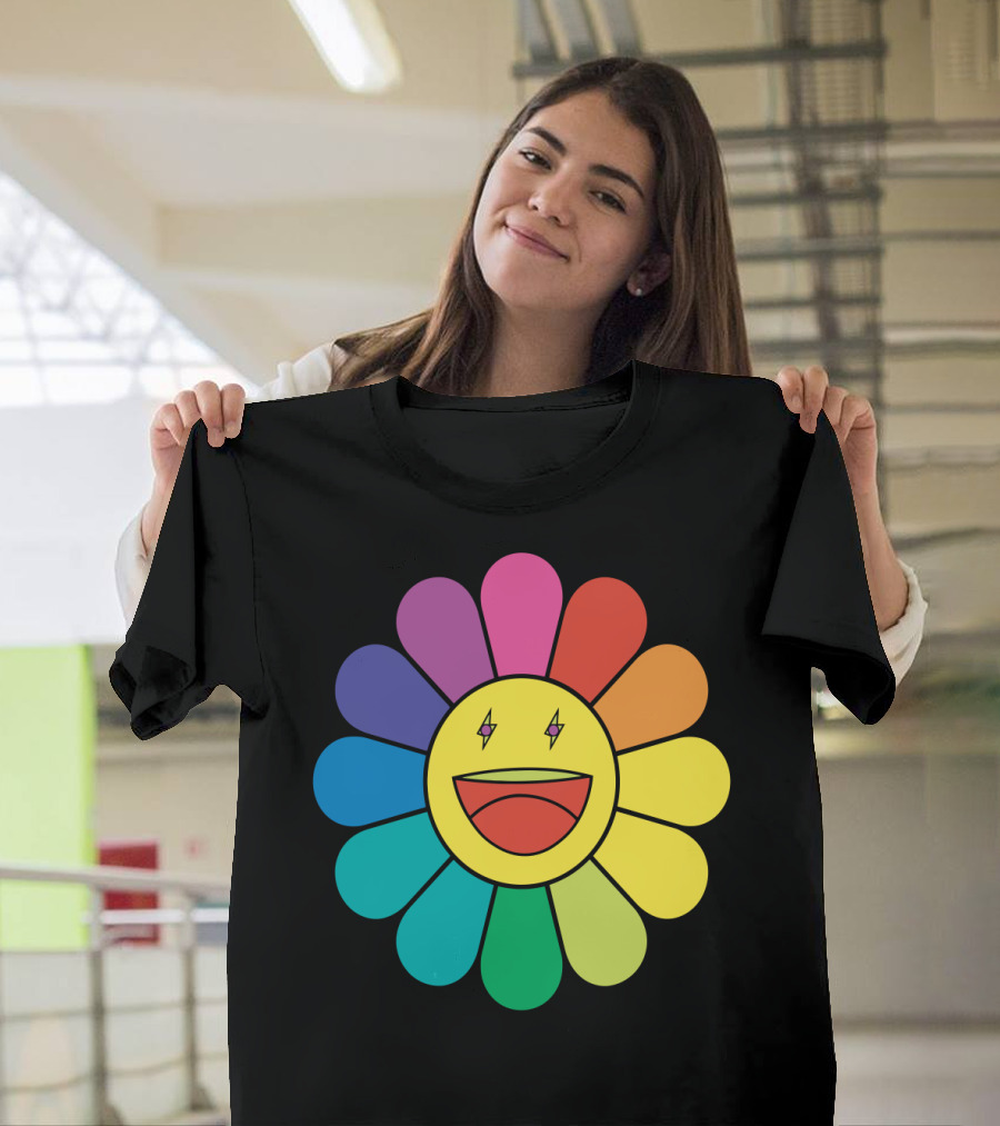 J Balvin Colores Rainbow Flower Smiley Face T-Shirt