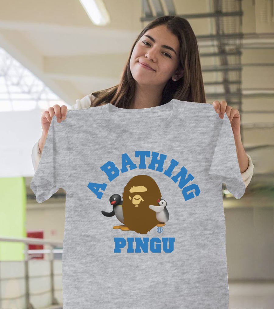 A Bathing Ape Pingu Collaboration Featuring Iconic Characters T-Shirt