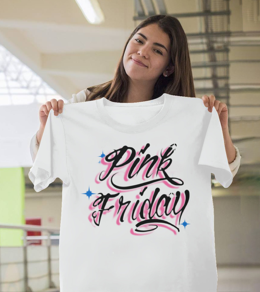 Pink Friday Retro Script With Star Accents T-Shirt