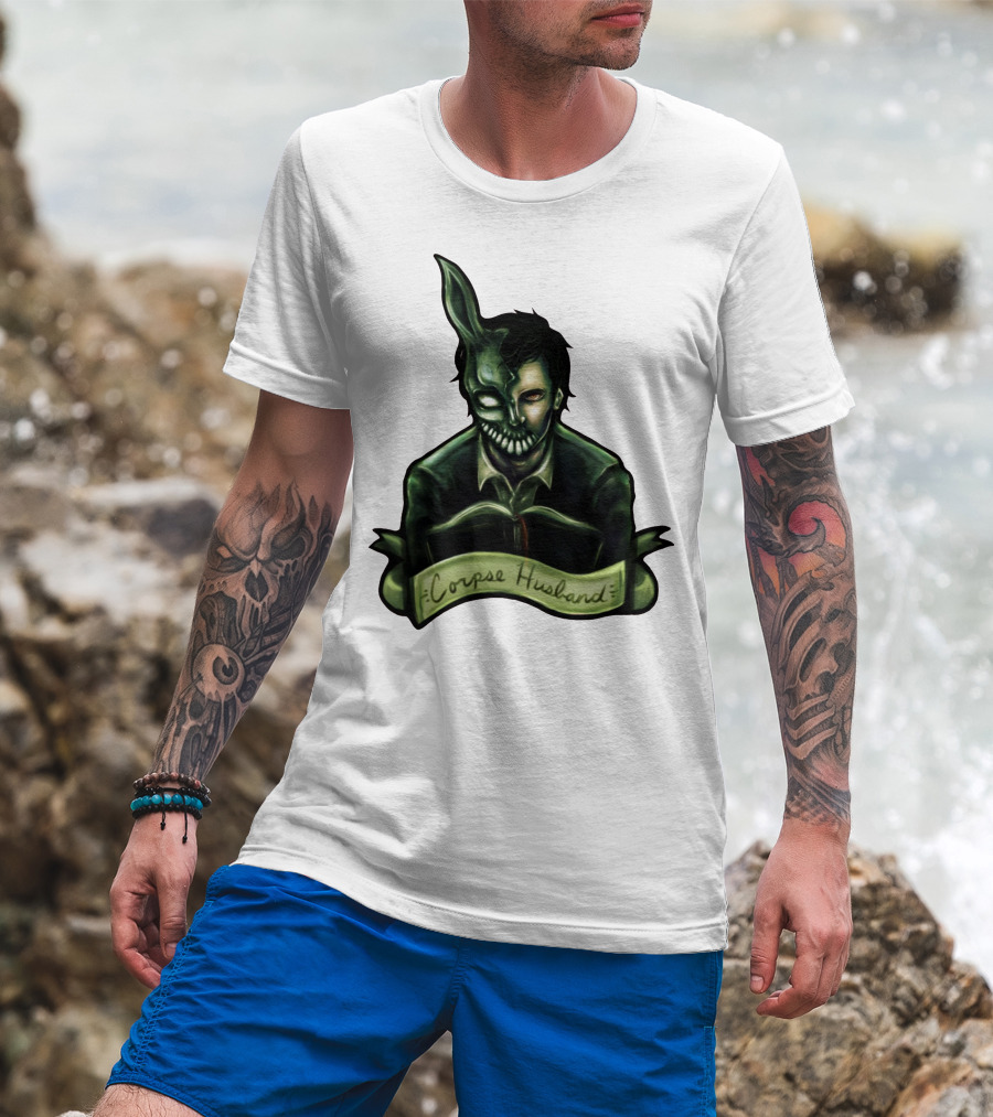 Corpse Husband Half-Mask Grim Monocle Banner T-Shirt