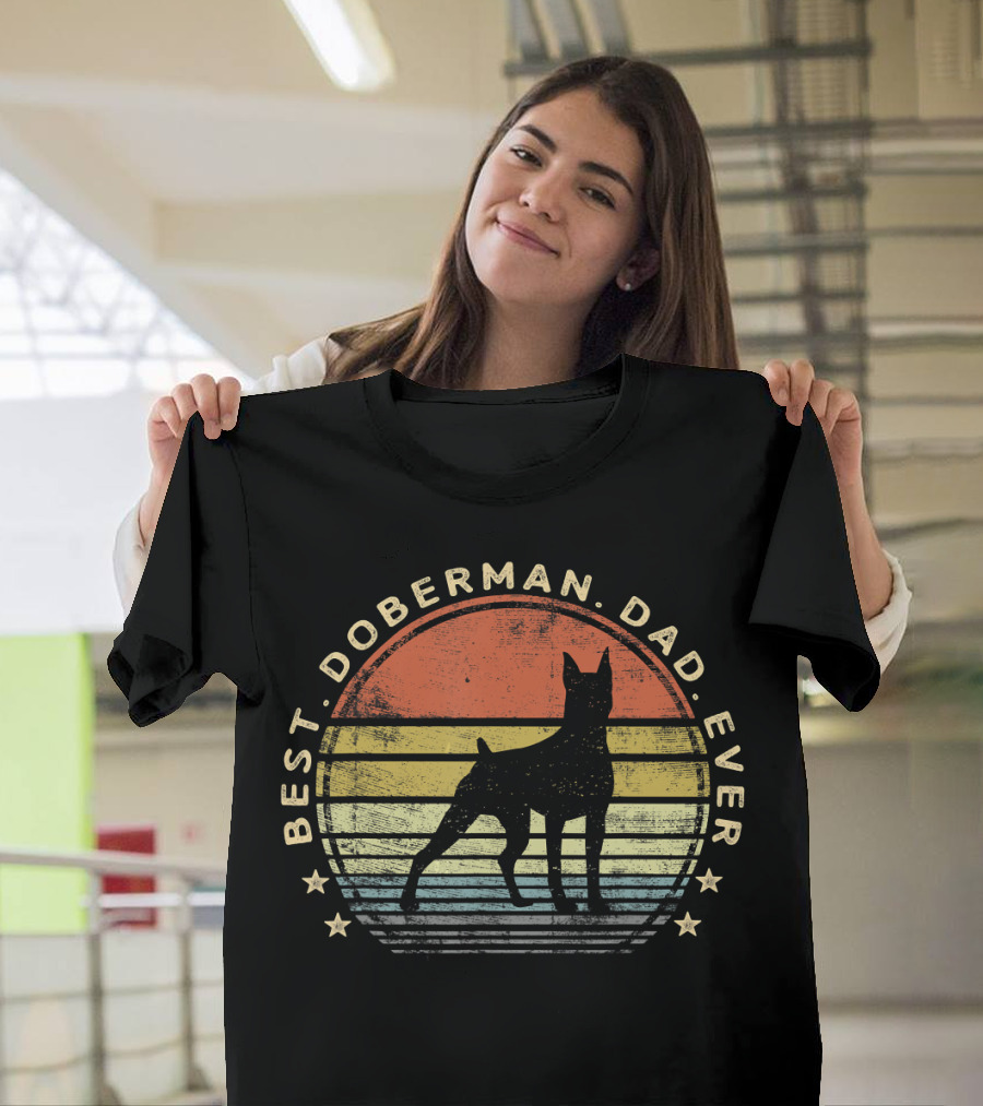 Best Doberman Dad Ever Vintage Sunset T-Shirt