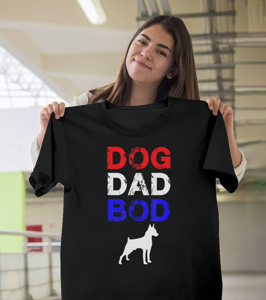 Dog Dad Bod Doberman American Flag Colors 4th of July T-Shirt