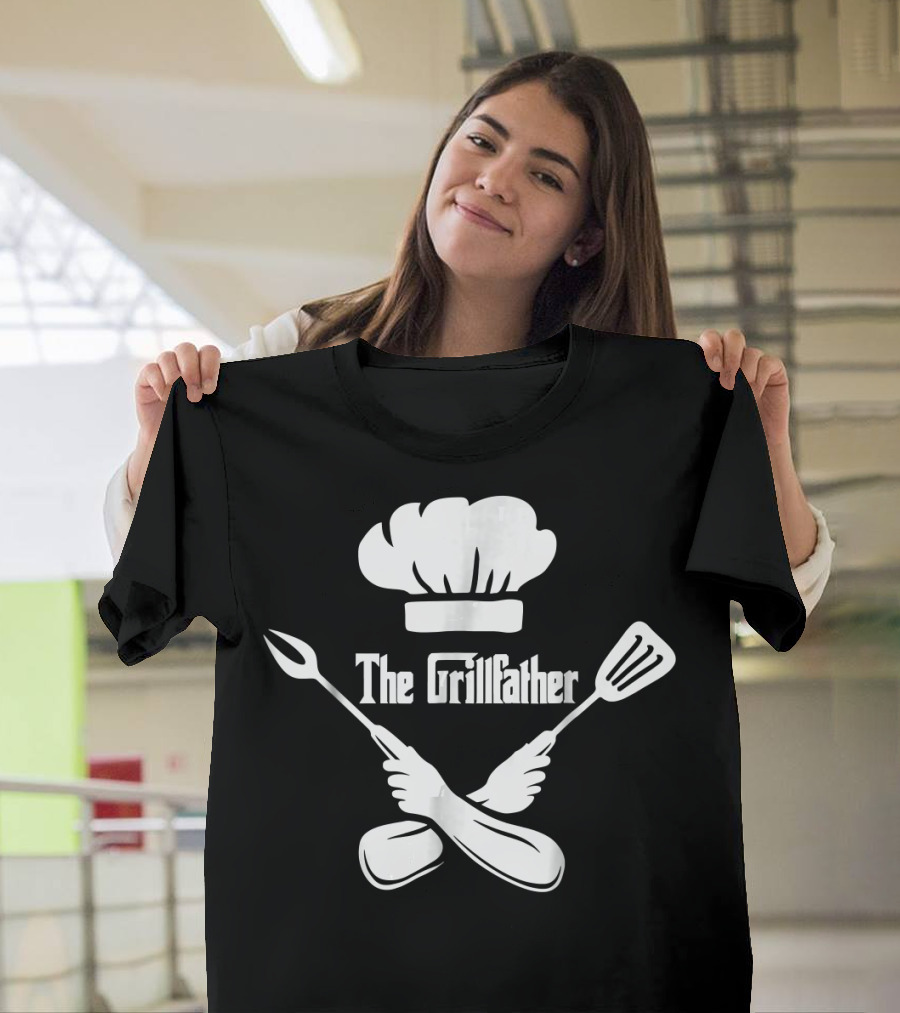 The Grillfather Barbecue Chef Hat and Cooking Utensils T-Shirt