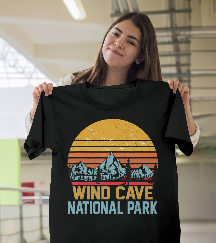 Wind Cave National Park Camping Hiking Adventure Sunset Mountains T-Shirt