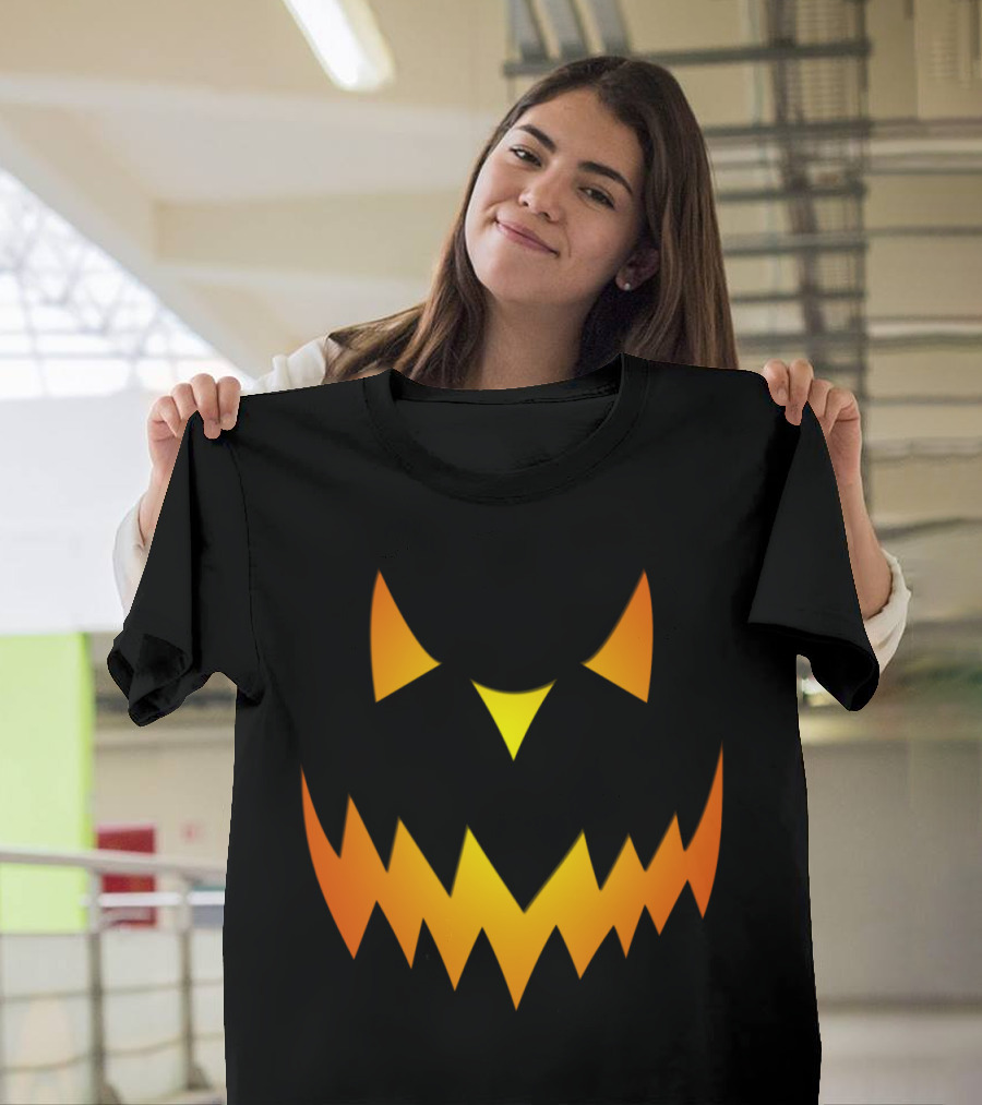 Glowing Scary Halloween Pumpkin Face T-Shirt