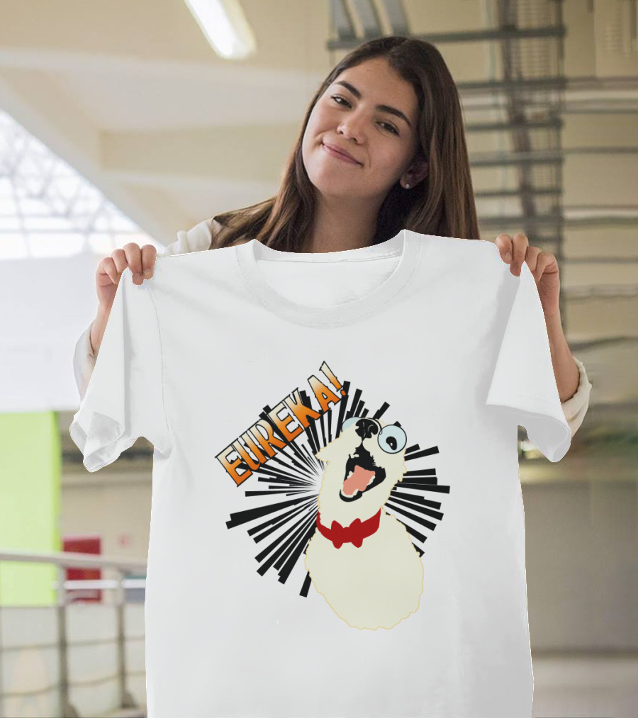 Eureka Funny Nerd Dog with Glasses and Red Bow Tie T-Shirt