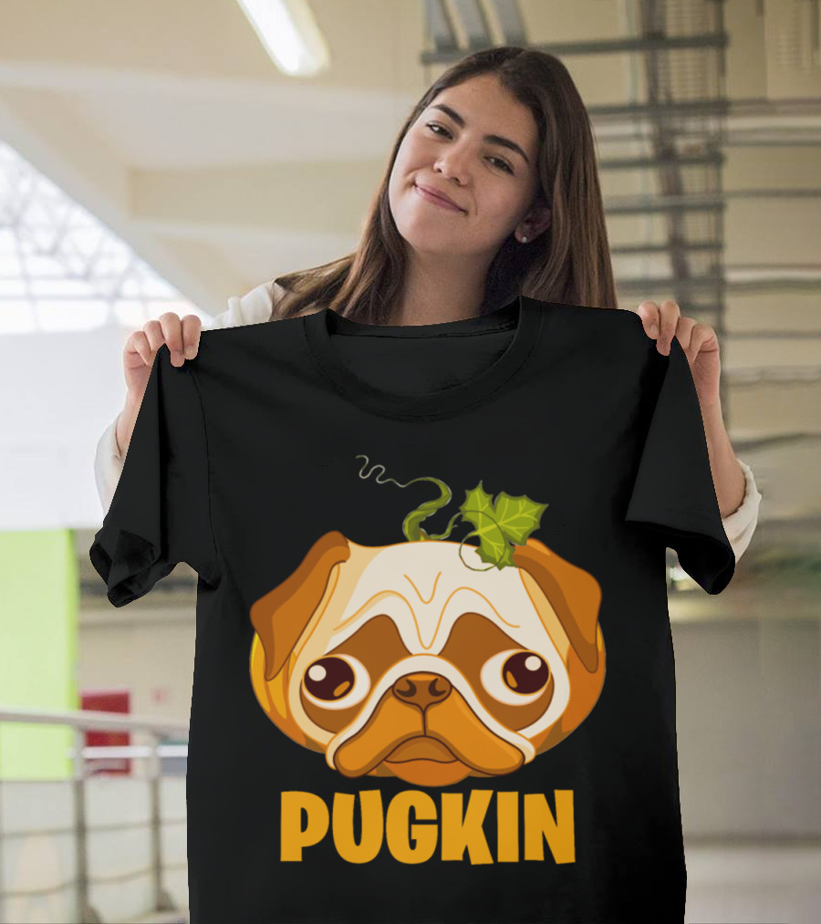 Pugkin Pumpkin Halloween Funny Hilarious Pug T-Shirt
