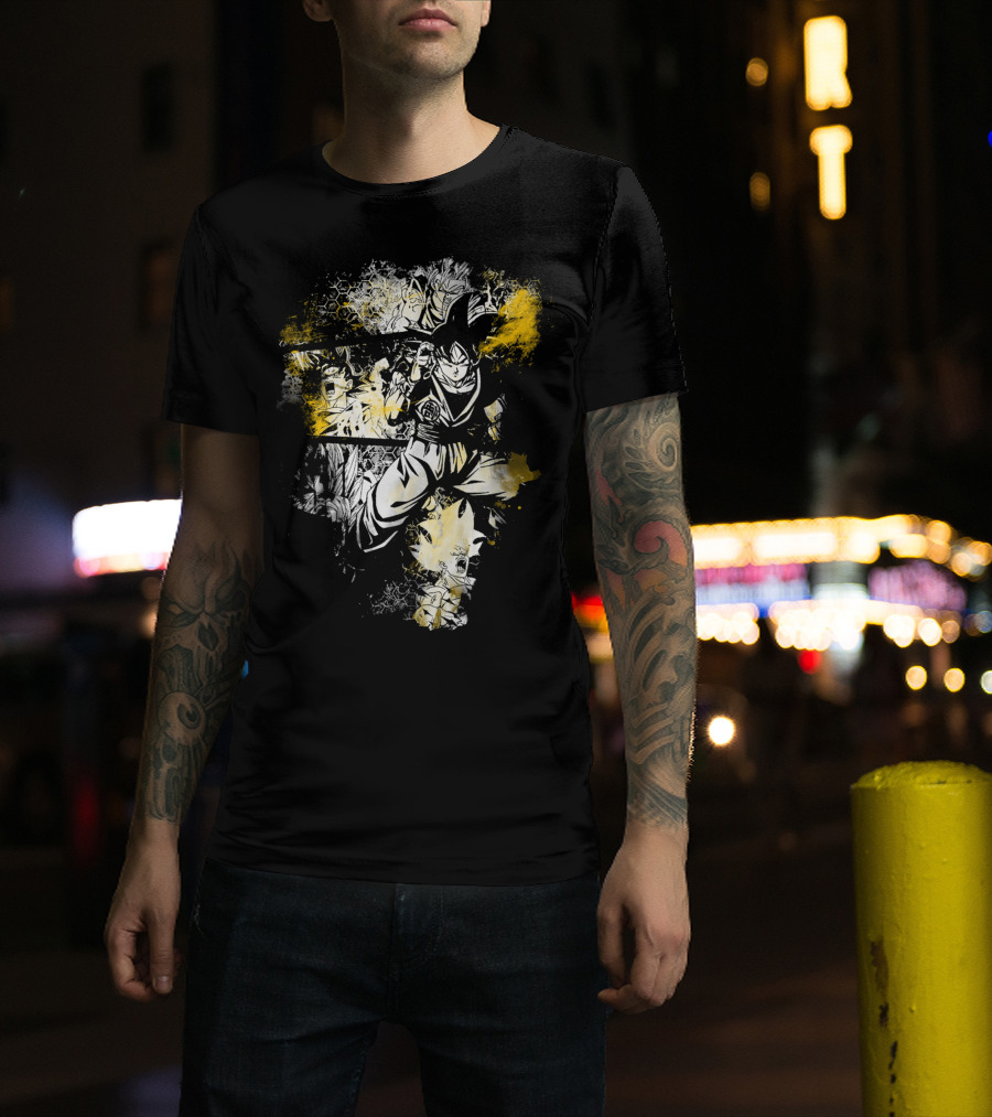 Grunge Instinct Goku Super Saiyan Yellow And Black Elements T-Shirt