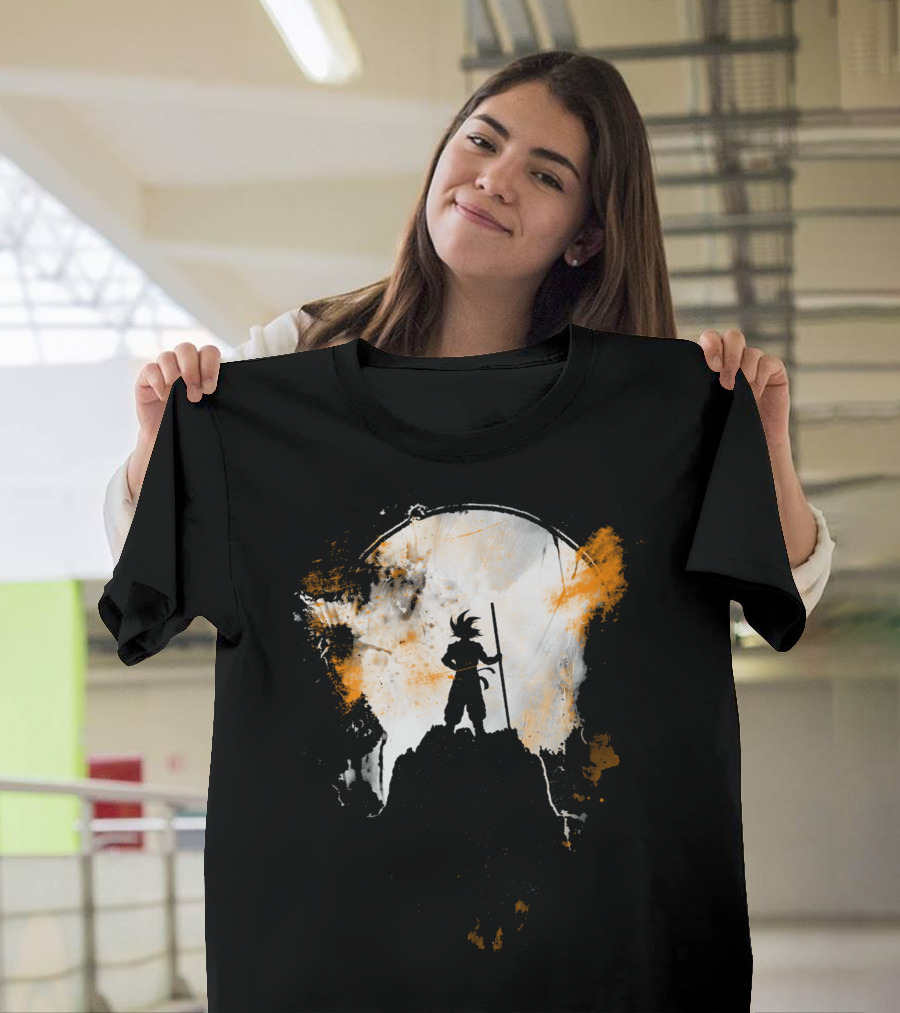 Grunge Moon Hero Dragon Warrior Silhouette Lunar Burst T-Shirt
