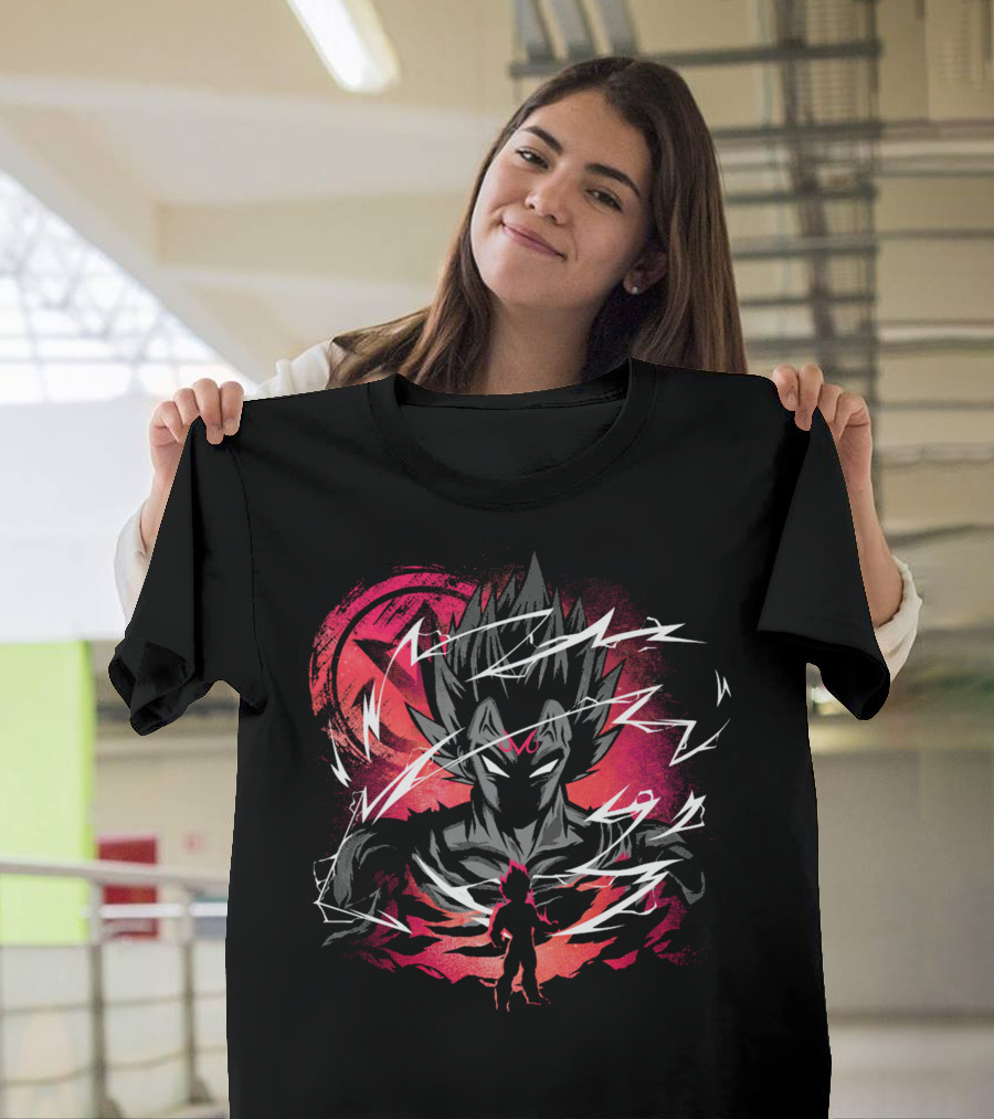 Majin Saiyan Prince Power Surge With Red Aura And Lightning T-Shirt